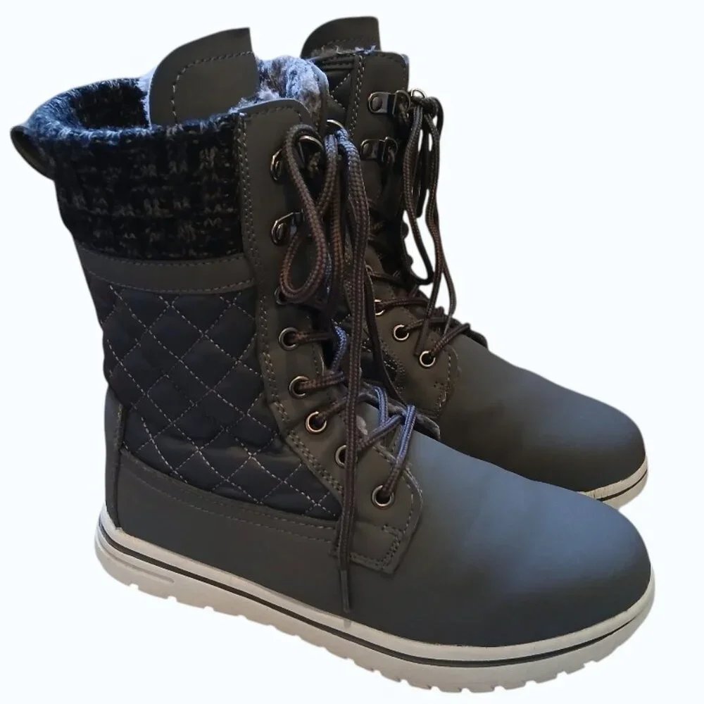 POLAR Lace-Up Faux Fur Mid-Calf Winter Boots